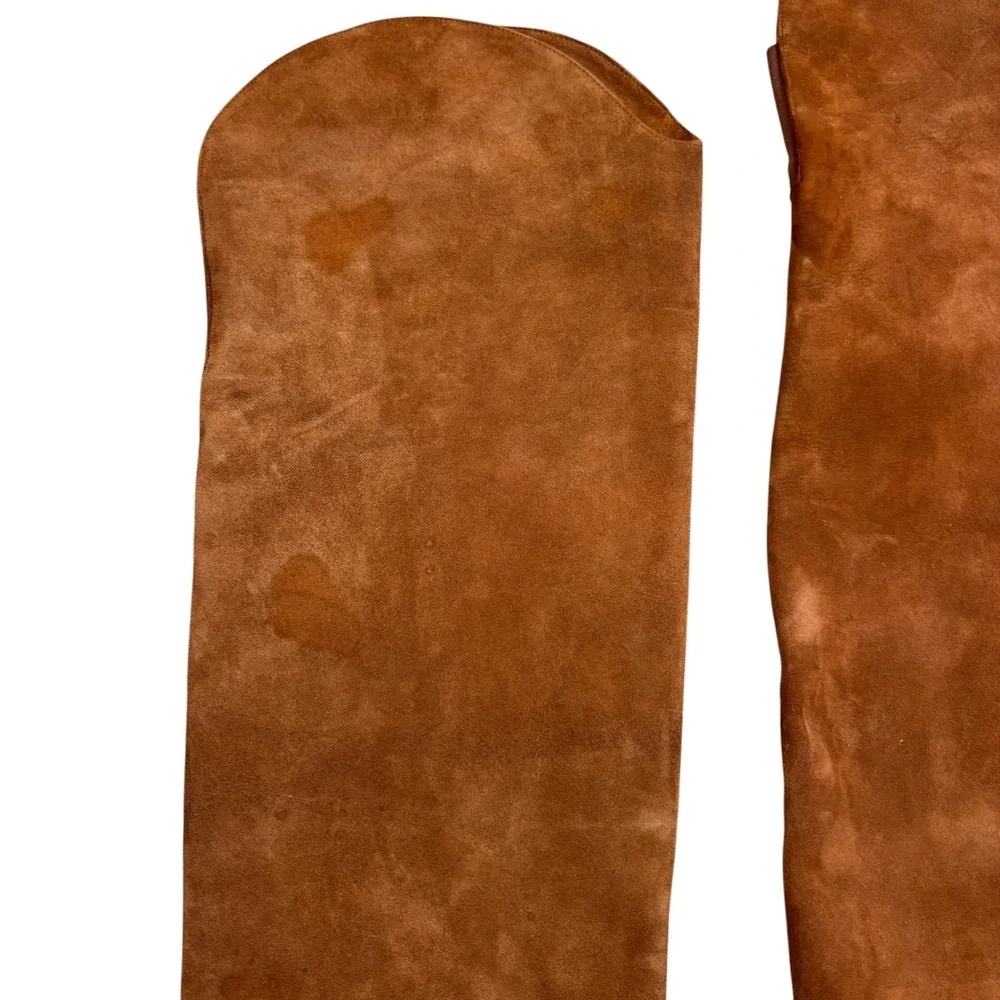 Stuart Weitzman Cognac Brown Suede Over The Knee Block Heel Boots Sz 8.5 Spain